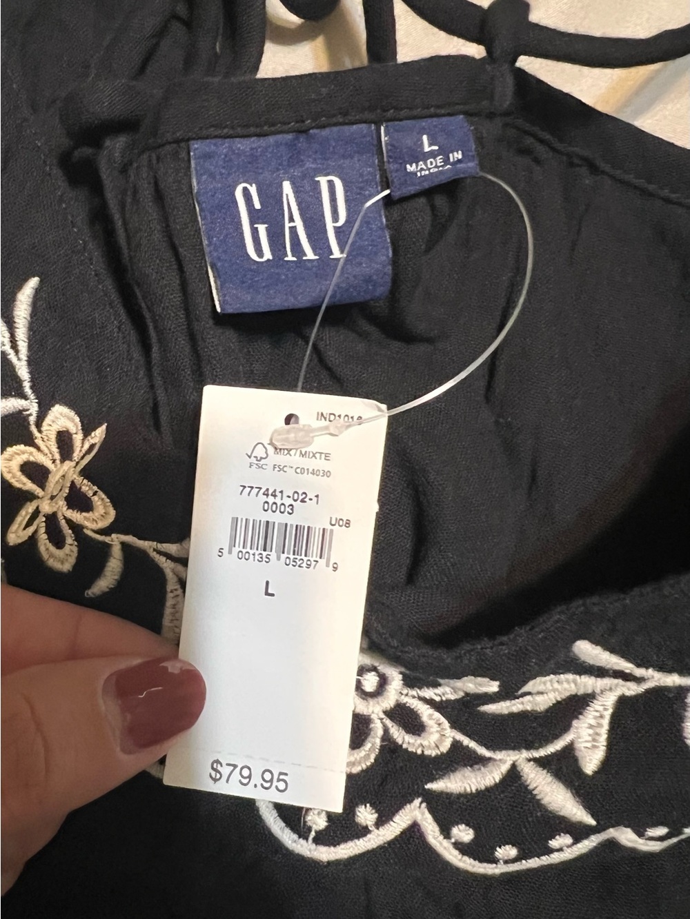 GAP Black Mini Dress with White Floral Embroidery - Picture 3 of 3